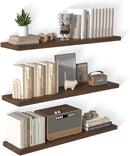 48 Inch Floating Shelf 3 Pack Large Floating Shelves for Wall No Drilling Accessories Included Deep Wall Shelves for Living Room Kitchen Farmhouse 48" W x 12" D x 1.2" Walnut by CozyNest Decor