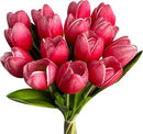 Buart Artificial Tulip in Bulk for Home Kitchen Wedding Bridal Bouquet,Fake Flowers for Mother's Day Easter Table Centerpieces Decorations(Large Size,Hot Pink,Real-Touch,12pcs) by CozyNest Decor