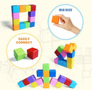 Large Magnetic Building Blocks in 8 Colors, 1.65 Inch Magnet Cubes for Sensory Education, STEM Learning Stacking Toys for Toddlers, 1 2 3 Years Old Boys & Girls Birthday Gifts (16PCS) by TinyTreasures Baby Boutique