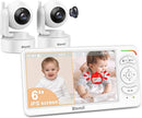6" Baby Monitor with 2 Cameras 4000mAh Battery Upgrade Split Screen Video Baby Monitor No WiFi Remote Pan-Tilt-Zoom Auto-Night Vision 150 Languages ECO Mode 2-Way Talk 1000FT (Ideal Condition) by TinyTreasures Baby Boutique