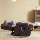 MAEVIS Power Recliner Chair, Lay Flat Sleeping Lift Chairs Recliner for Elderly with Heat and Massage,Comfy Real Breathable Leather Recliners with Dual OKIN Motor for Living Room (Brown) by CozyNest Decor