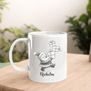Santa Claus White Ceramic Teacup, Personalized Santa Claus Accent Coffee Mug Gift For Grandson Boyfriend Brother on Christmas Holiday, Unique Birthday Coffee Cup 11 Oz 15 Oz, Custom Name Kids Teacup by TinyTreasures Baby Boutique