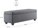BELLEZE Storage Ottoman, 47 Inch Bench Bedroom Bench with Safety Close Hinge, Extra Long Ottoman with Storage for Living Room, Entryway, Hallway, Foot Rest, Support 300lbs - Gray by CozyNest Decor