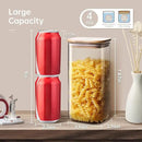 Square Glass Jars with Bamboo Lids 53 FL OZ [Set of 4], Glass Canisters with Airtight Lid, Glass Food Storage Containers for Pasta, Cereal, Coffee, Flour, Sugar, Best for Kitchen & Pantry by CozyNest Decor