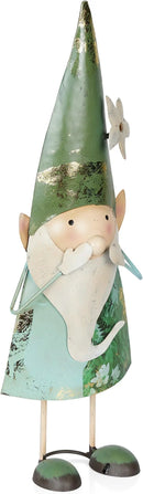 Alpine Corporation - 18" Tall Outdoor Garden Gnome Yard Decoration - Metal Statue with Speak No Evil Expression - Durable, Weatherproof Lawn Sculpture for Patio, Deck, Yard by CozyNest Decor