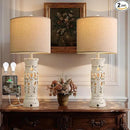 BOBOMOMO 27.25” Farmhouse Table Lamps Set of 2 – Antique White Bedside Lamps with Night Light & USB A+C Ports, Vintage Lamps for Bedroom, Living Room, Entryway, Console Table (Bulbs Included) by CozyNest Decor