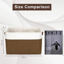 Storage Bins Large Fabric Storage Baskets for Shelves 3 Pack, Decorative Linen Closet Baskets with Handles for Organizing, Shelf, Clothes, Home, Office, 15x11x9.5Inches (Brown&White) by CozyNest Decor
