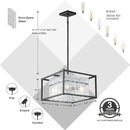 IKK Modern Foyer Chandelier, Black Crystal Chandelier for Dining Room, Square Entryway Light Fixture Hanging, Easily Adjustable Height Glass Chandeliers for Kitchen Island, Elegant Water Ripple by CozyNest Decor