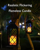 Homemory Solar Lanterns Outdoor Waterproof Hanging with Flickering Flameless Candles, 2 Pack 13'' Garden Outdoor Lantern Decorative for Patio Front Porch Backyard Balcony Cabin Outside Table(Black) by GreenHaven Gardens