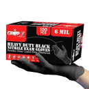 Heavy Duty 6 Mil Black Nitrile Gloves - Disposable, Latex & Powder Free | Mechanic, Food Prep & Tattoo | Rubber Gloves for Cooking, Cleaning & Household | Pack of (100) by GreenHaven Gardens