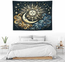HZOHNAGO Sun Moon Tapestry Boho Golden Stars Pattern Printed Wall Tapestry Wall Hanging for Bedroom Living Room Dorm 40" W x 30" H by CozyNest Decor