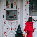 Halloween Bloody Handprint Footprint Window Stickers Wall Stickers for Halloween Party Decorations Inside Outside Decor Come with Plastic Scraper Tools