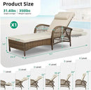 VIVIJASON Outdoor Wicker Chaise Lounge Chair, All-Weather PE Rattan Cushioned Patio Lounger Chair, 6-Position Adjustable Pool Sunbathing Recliner with Armrest & Pillow for Poolside Deck Yard, Beige by CozyNest Decor