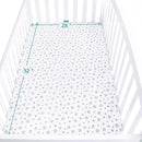 Waterproof Crib Mattress Protector 2 Pack, 100% Organic Cotton Crib Mattress Sheet, Fitted Crib Sheet, Ultra Soft & Breathable Toddler Bed Sheets for Boys and Girls, White & Grey Star Print by TinyTreasures Baby Boutique