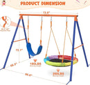 Swing Set for Backyard with Stand - Heavy Duty 440lbs Metal A-Frame Outdoor Playset with 32" Saucer Swing & 26.2" Seats by TinyTreasures Baby Boutique