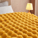 Lotus Karen Faux Fur Throw Blanket Ginger Yellow - Big Bubble Rabbit Fluff Blanket for Couch Bed Sofa,Softest Fluffy Fuzzy Cozy Blanket,Thick Furry Plush Shaggy Warm Blankets for Women,60x80 Inches by CozyNest Decor