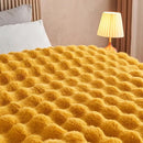 Lotus Karen Faux Fur Throw Blanket Ginger Yellow - Big Bubble Rabbit Fluff Blanket for Couch Bed Sofa,Softest Fluffy Fuzzy Cozy Blanket,Thick Furry Plush Shaggy Warm Blankets for Women,90x90 Inches by CozyNest Decor