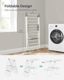 SONGMICS Clothes Drying Rack, Foldable 2-Level Laundry Drying Rack, Free-Standing Laundry Airer, with Height-Adjustable Wings, 33 Drying Rails, Sock Clips, White and Green ULLR053C01V1 by CozyNest Decor