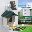 Smart Bird Feeder with Camera Solar Powered & AI Bi rd Identification, 2.4Ghz WiFi Bird feeders for Outdoors, 2K Live Video, Nstant Arrival Alerts - Best Gifts for Bi rd Lovers - Green by CozyNest Decor