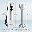 Zulay Immersion Stick Mixer Hand Blender - 800 Watts, Turbo Mode, 5-ft Power Electric Cord, Handheld Portable, Stainless Steel Blades - For Effortless Blending Smoothie, Soup, Baby Food, Puree - White by TinyTreasures Baby Boutique