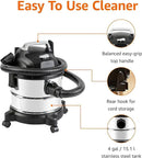 Amazon Basics Wet Dry Vacuum Cleaner, 4 gallon Shop, 3 HP Stainless Steel, Grey/Black by CozyNest Decor