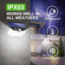 HMCITY Solar Lights Outdoor 120 LED with Reflector and 3 Lighting Modes,Motion Sensor Wall Lights, IP65 Waterproof Solar Powered Wall Lights for Garden Deck Lights (Back Button 4Packs, Daylight White) by GreenHaven Gardens