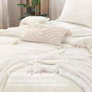 Litanika Ivory Comforter Set Full Size, 3 Pieces Lightweight Solid Bedding Comforter Set, All Season Fluffy Bed Set (79x90In Comforter & 2 Pillowcases) by CozyNest Decor