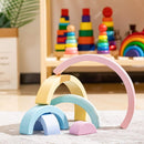 Wooden Rainbow Small Stacker, 6 Piece Rainbow Stacking Toy for Baby/Toddlers/Kids, Montessori Education Pastel Rainbow Decor, Kindergarten Teaching Aid by TinyTreasures Baby Boutique