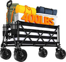 Wagons Carts Foldable with All-Terrain Big Wheels 400 LBS, Heavy Duty Collapsible Utility Wagon Cart, Folding Grocery Cart for Beach, Camping, Sports, Shopping, Garden and Fishing-Black Stripe by GreenHaven Gardens