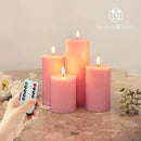 LUSHABOR Flameless Candles, 4 Pack Battery Operated Candles with Remote, Real Wax LED Fake Candles with Timer Flickering for Christmas Wedding Home Party D3 H 5" 6" 7" 9" Pink by CozyNest Decor