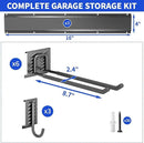 Garage Organization Tool Organizer Wall Mount, 48inch Heavy Duty Garden Tool organizer Storage System, Easy Install With 9 Adjustable Hooks, For Garage, Basement, Shed, Workshop(Black) by GreenHaven Gardens