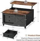 31.5" Lift Top Coffee Table with Storage, Farmhouse Coffee Tables for Living Room, Square Coffee Table with Large Hidden Storage Compartment, 2 Drawers & Removable Shelves, Black by CozyNest Decor