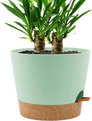 Self Watering Pots for Indoor Plants,12 inch Planters with Drainage Holes Plastic Flower Pots with Deep Reservoir, Green with Brown by CozyNest Decor
