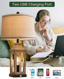 23.75" Farmhouse Table Lamps USB A+C Charging Ports 3-Way Dimmable Touch Control Lamp Nightlight Vintage Modern Lamp for Living Room Bedroom with 2 Light Sources by CozyNest Decor