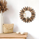 Honiway Boho Wall Decor 12 inch Decorative Mirror with Rustic Wood Sunburst Frame, Perfect for Bedroom, Living Room, Bathroom, Kitchen by CozyNest Decor