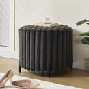 Furniliving Modern Round Ottoman, Large Size Bedroom Ottoman Footstool Round Ottomans Stool for Living Room, Bedroom, Makeup Room, Black, Faux Fur by CozyNest Decor
