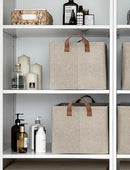 StorageWorks Storage Bins, Fabric Storage Bins for Shelves, Large Storage Baskets with Metal Frame, Closet Baskets and Bins with Handles, Brown and Beige, 2-Pack by CozyNest Decor