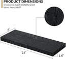 Floating Shelves - 2 Pack 9 Inch Rustic Wooden Wall Shelves - Extra Deeper & Thicker Wall Mounted Storage Shelf for Living Room, Kitchen, Farmhouse - 24" W x 9" D x 1.6" H - Rustic Black by CozyNest Decor