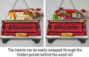 Interchangeable Welcome Sign for Front Door Red Farmhouse Truck Decor Hanging Sign with 11 Interchangeable Seasonal and Holiday Decor Signs 12x14 in. (Country Rustic) by CozyNest Decor