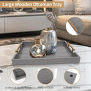 Coffee Table Tray - Large Ottoman Trays for Living Rooms - Wood Serving Tray with Handles(2 Sets) - Wooden Tray for Coffee Table, 4 Round Coasters Included, Gray by CozyNest Decor