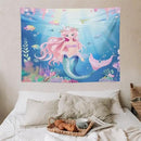 HZOHNAGO Mermaid Girls Tapestry Watercolor Mermaid Princess Pattern Printed Wall Tapestry Wall Hanging for Bedroom Living Room Dorm 40" W x 30" H by CozyNest Decor