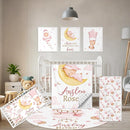 Custom Crib Bedding Set, 5 Pcs Customized Baby Crib Set with Name, Soft Double Layer Nursery Baby Bedding Set for Girls Boys, Personalized for Infants Toddlers, Pink Moon Bear by TinyTreasures Baby Boutique