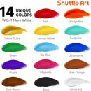Shuttle Art Acrylic Paint, 15 Pack Acrylic Paint Large Bottle Set, 473ml/16oz Each, 14 Unique Colors and 1 More White, High Viscosity Art Paint for Artists, Beginner & Kids on Rocks Canvas WoodCeramic by TinyTreasures Baby Boutique