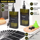 Glass Multi-Purpose Kitchen Dispenser Set | Universal for Olive Oil, Vinegar, Soy Sauce, and Syrup with Stainless Steel Pourers,2-Pack Dark Green,Avoid Sunlight by CozyNest Decor