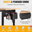 Height Adjustable Workbench Heavy Duty Work Table 2000 LBS Load Capacity 60”×22” Rubber Wood Work Station with Power Outlet & Pegboard for Garage, Workshop, Office,Party Shop, Home by GreenHaven Gardens