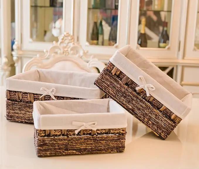 Handmade Woven Maize and Hyacinth Storage Basket,Kingwillow, (Set of 3), photo 2 of 4