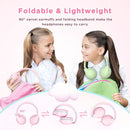 Kids Headphones Wired with Microphone, Over Ear 85/94dB Volume Limited Headphones with Share Port, Stereo Sound Foldable Headset for Teens/Boys/Girls - Pink by TinyTreasures Baby Boutique