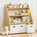 Kids Bookshelf and Toy Organizer, Wooden Kids Bookcase, Toddler Montessori Bookshelf with 3 Movable Drawers, Toy Storage Organizer for Kids Room, Living Room, Nursery by CozyNest Decor