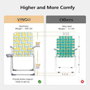 VINGLI Aluminum Patio Lawn Chairs Folding Set of 2 with Detachable Cup Holder, Webbed Beach Chair Folding Chair Outdoor Portable Camping Chair for Yard, Garden by GreenHaven Gardens