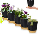 5 Pack 5 inch Self-Watering Pots, African Violets Planter with Drainage Holes and Reservoir, Black Brown Plastic Planter for Indoor Outdoor Plants Flowers and Houseplants black brown, 5 inch 5 pcs by GreenHaven Gardens